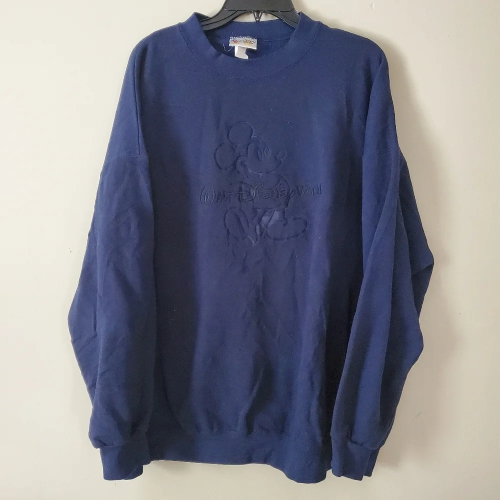Vintage Walt Disney World Crewneck Pullover Navy Blue Embroider Sweater Size 3XL - Picture 7 of 7